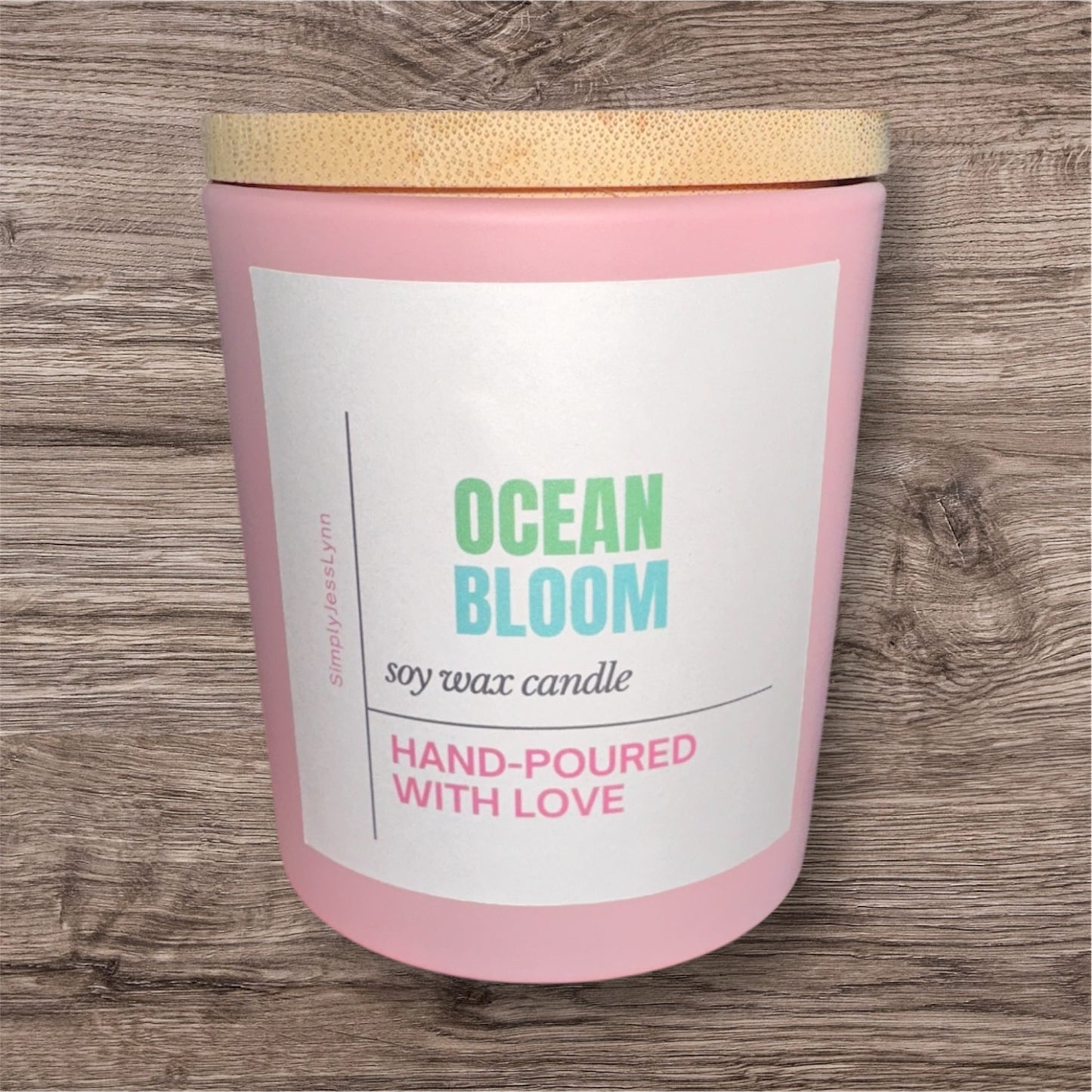 10 oz. Hand Poured 100% Soy Candles with Wood Wicks. No black smoke!!