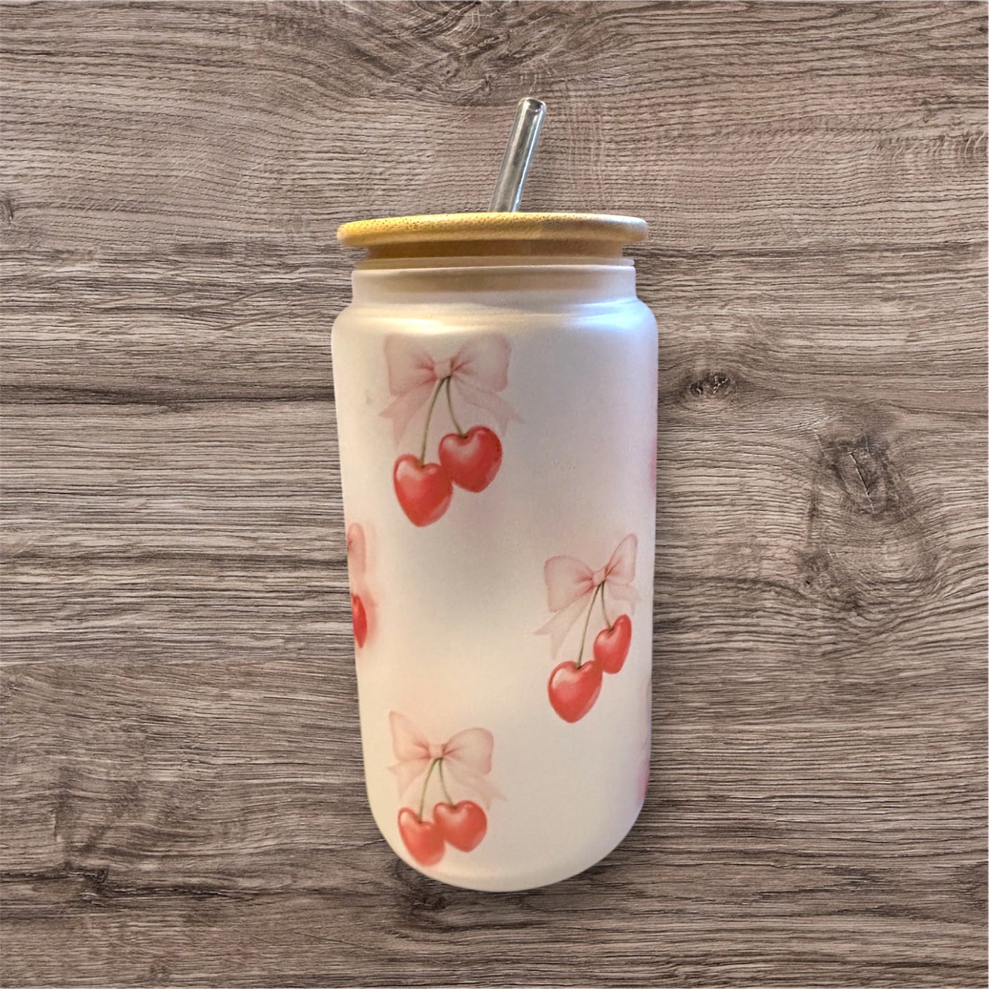 Cherry Bow glass libby tumbler