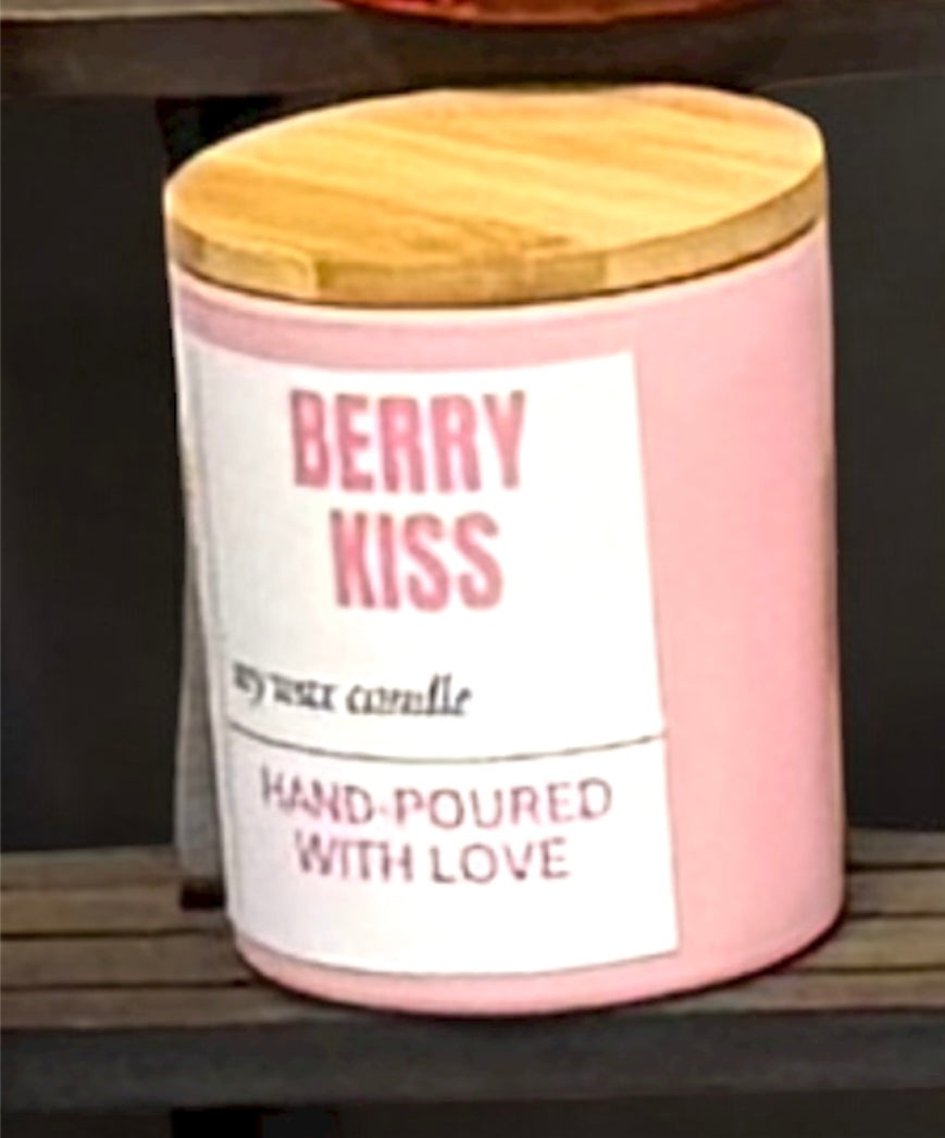 10 oz. Hand Poured 100% Soy Candles with Wood Wicks. No black smoke!!