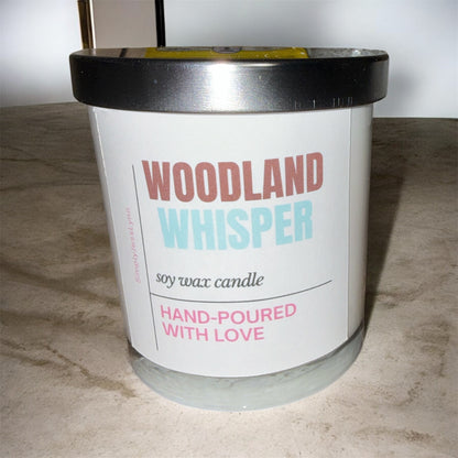 10 oz.  Hand Poured 100% Soy Candles with Wood Wicks. No black smoke!!