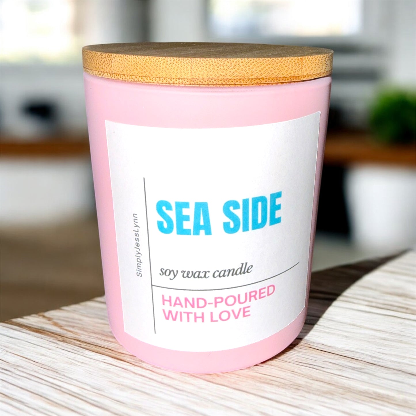 10 oz.  Hand Poured 100% Soy Candles with Wood Wicks. No black smoke!!