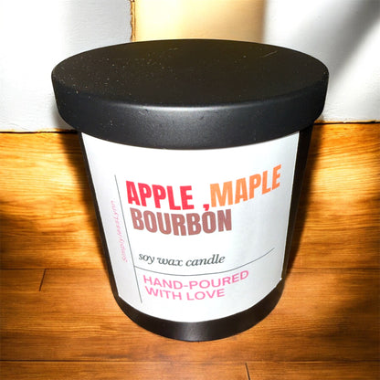 10 oz.  Hand Poured 100% Soy Candles with Wood Wicks. No black smoke!!